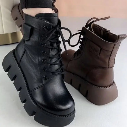 Snow Boots Womens Shoes 2025 New Boots Warm Wool Platform Shoes Thickened Cotton Shoes Cold Winter Round Toe Platform Boots