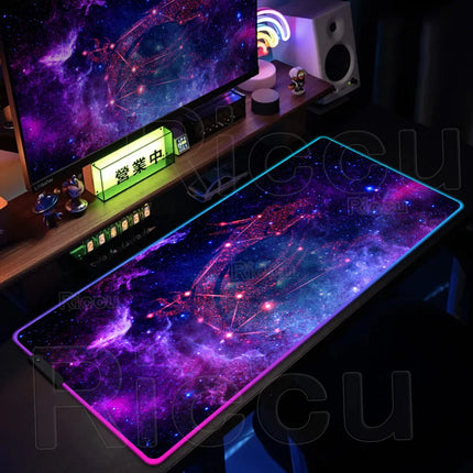 RGB MSI Pc Gaming Keyboard Expansion Mouse Pad LED Glowing Mat Anti-slip Rubber Backlight Esports Game Laptop Home Office Setup