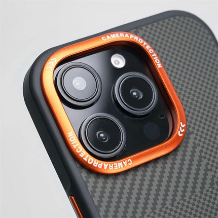 Matte Carbon Fiber Texture MagSafe Phone Case For iPhone 17 Wireless Charging Alloy Lens Protective Cover