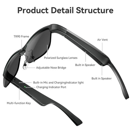 New M9pro Intelligent Bluetooth Glasses AI Translation Sports Cycling Fishing Polarized Multi functional Sunglasses Built in Cyc