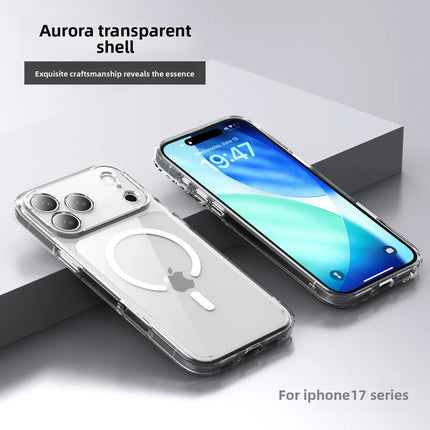 Transparent Magsafe Magnetic Phone Case for IPhone 17 Air 17 Pro Max Wireless Charging Shockproof Protective Hard Back Cover
