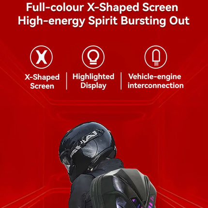 LED Backpack Large Capacity LOY DIY Programmable X Shape LED Screen Cycling Bag Motorcycle Bicycle Helmet Storage Bag Hard Shell