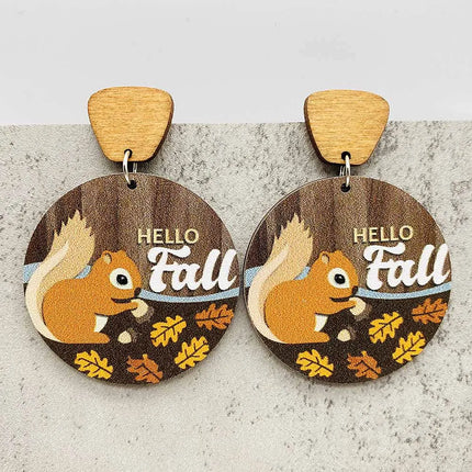 2024 New Autumn Thanksgiving Earrings Turkey Pumpkin Maple Leaf Wooden Earrings Women's Thanksgiving Festival Jewelry