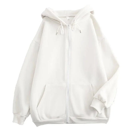 Autumn Trendy Men's Hoodie Solid Color Zip Up Loose Jacket Coats Casual Long Sleeve Hooded Sweatshirt Outdoor  Male Clorhes