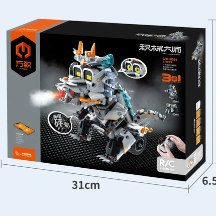 3 in 1 Technical RC Robot Dinosaur Building Blocks City Snail Racing Car Remote Control Bulldozer Truck Bricks Toys Kids Gifts