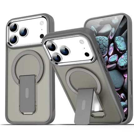 Luxury For Magsafe Phone Case For iPhone 17 Magnetic Wireless Charge Folding Stand Holder Matte Cover Cases