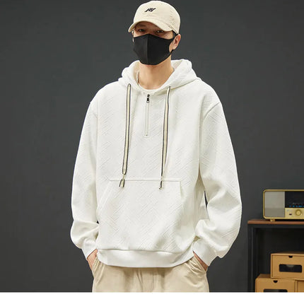 2025 New in Men's Hoodie Half Zip Long Sleeve Oversize Hooded Sweatshirt Male Spring Clothes Loose Fit Zip-up Golf Wear Big Size