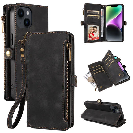 Multi-pocket Leather Wallet Case For iPhone 17 16 15 14 13 12 11 Pro MAX Wallet Card Holder For iPhone 15 Plus Book Case