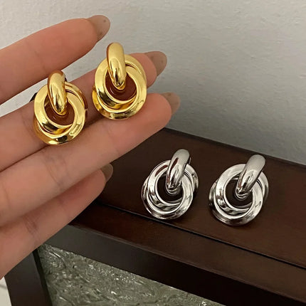 Round Stud Earrings for Women Trendy Fine Jewelry Minimalist Exaggerated  Accessories