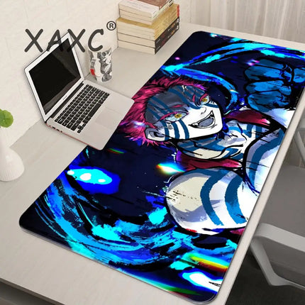 Japan Anime Desk Mat XL PC Akaza Gamer Cabinet Keyboard Rug Laptop Ghost D-demon Slayer Mouse Pad Black And White Manga Mousepad