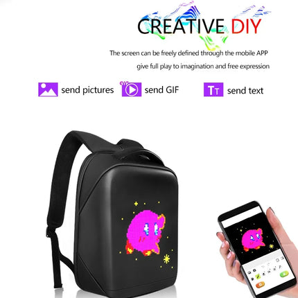 Motorcycle Bags Smart Led Pixel APP Display Screen Intelligent Advertising Business bag Waterproof Moto Riding Creative Backpack