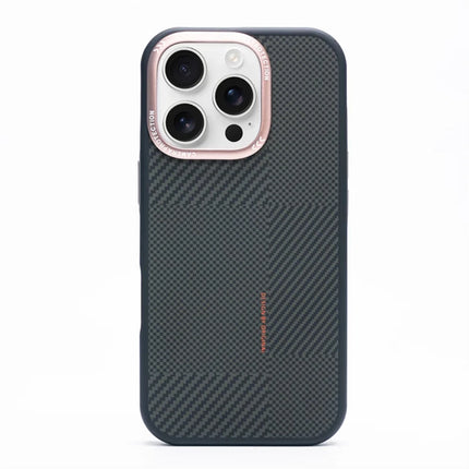 Matte Carbon Fiber Texture MagSafe Phone Case For iPhone 17 Wireless Charging Alloy Lens Protective Cover