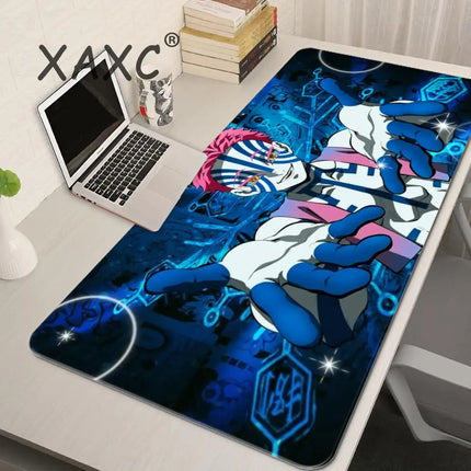 Japan Anime Desk Mat XL PC Akaza Gamer Cabinet Keyboard Rug Laptop Ghost D-demon Slayer Mouse Pad Black And White Manga Mousepad