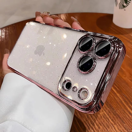 Plating Glittering Sparkle Transparent Phone Case For iPhone 17 Lens Camera Protection Slim Cover