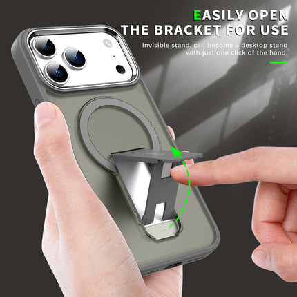 Luxury For Magsafe Phone Case For iPhone 17 Magnetic Wireless Charge Folding Stand Holder Matte Cover Cases