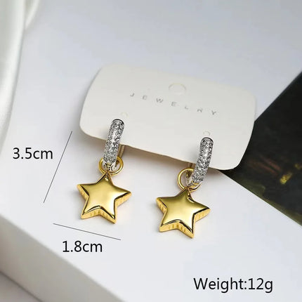 Asymmetric earrings. Different Design Jewelry Love Pendant Fashion Star Earrings Sparkling Zircon Personalized Jewelry