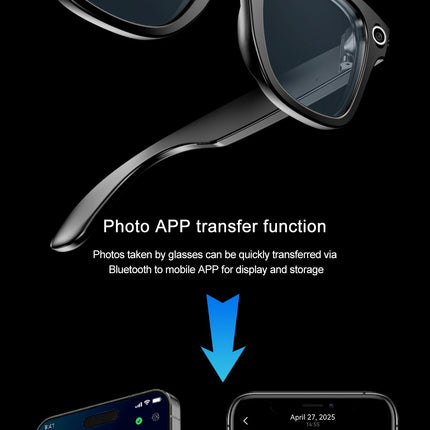 LIGE Smart Glasses 100W Pixel Camera Smart Glasses Camera Bluetooth Call Music Sunglasses AI Voice Assistant Video Sound Record