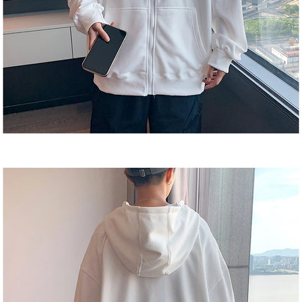 US Size Zip Up Hoodies Autumn Hooded Sweatshirts Men's Hoodie Cardigan Solid Color Classic Jacket Men Coat Men Clothing