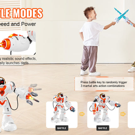 SucceBuy RC Robot Toys for Kids Battle Mode Programmable Remote Control Smart Robot with Bullets Interactive Dancing Robot