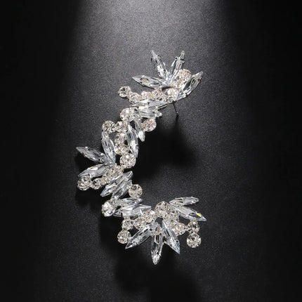 Fashion Lady Crystal Ear Cuff Earrings Piercing Jewelry Aesthetic Club Elegant Bridal Boho Rhinestone Ear Accessories Engagement