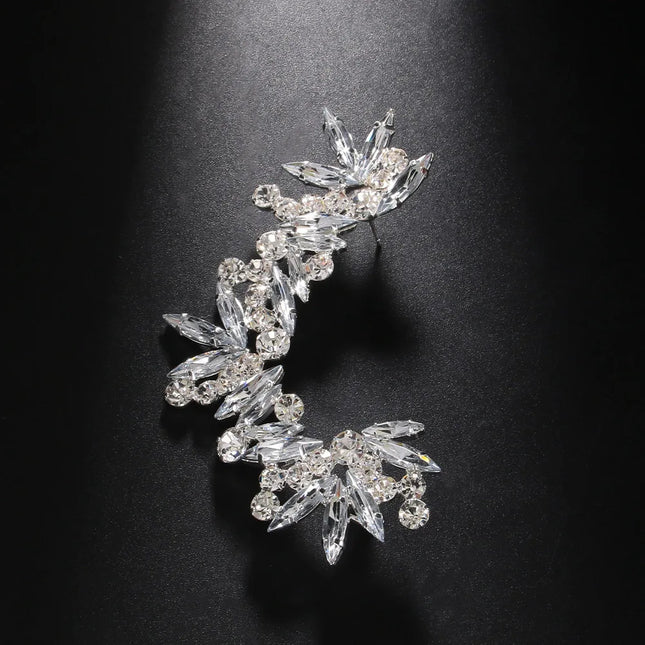 Fashion Lady Crystal Ear Cuff Earrings Piercing Jewelry Aesthetic Club Elegant Bridal Boho Rhinestone Ear Accessories Engagement