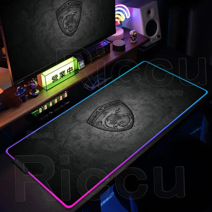 RGB MSI Pc Gaming Keyboard Expansion Mouse Pad LED Glowing Mat Anti-slip Rubber Backlight Esports Game Laptop Home Office Setup