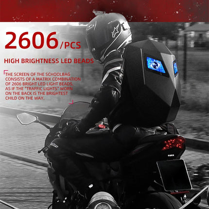 Motorcycle LED Screen Display Cycling Bag Outdoor Riding Helmet Hard Shell Backpack Large Capacity Dynamic Eye Backpack APP DIY