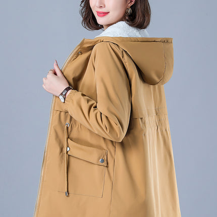 Winter Jacket Cotton Warm Puffer Coat Women Casual Parkas With Lining Plush hooded trench Outwear Women's Clothes