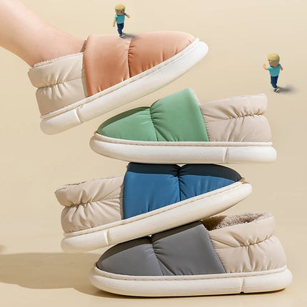 Waterproof Winter Shoes for Men's 2025 New Plush Slippers Women Ankle Boots Warm White Couple Cotton Couples Platform Shoes