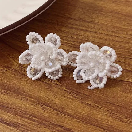 Romantic Temperament Fringed Purple Flower Clip on Earrings Without Piercing Fairy Vacation Style Seaside Long Ear Clips Cuffs