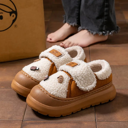 2025 New Platform Winter Cotton Shoes Women Outdoor Thick Bottom Warm Plush Slippers Woman Comfortable Cute Non Slip Snow Boots