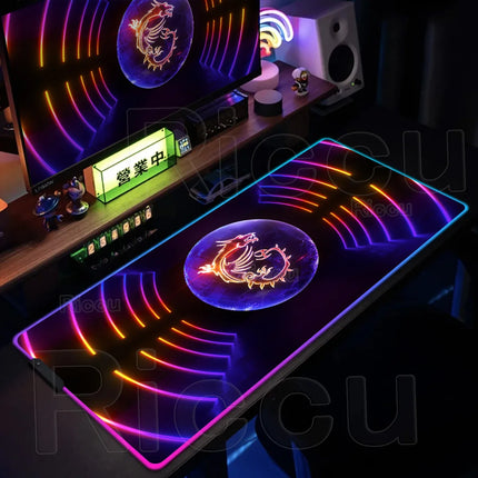 RGB MSI Pc Gaming Keyboard Expansion Mouse Pad LED Glowing Mat Anti-slip Rubber Backlight Esports Game Laptop Home Office Setup