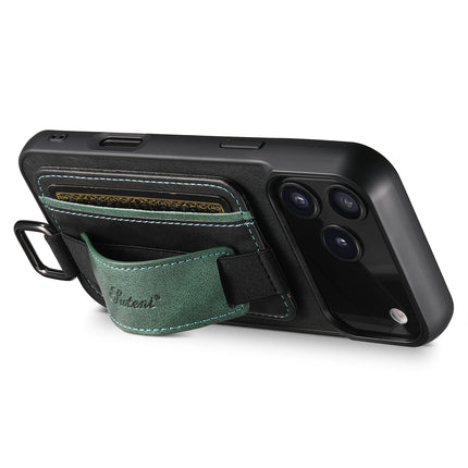 SUTENI Phone Case Wrist Strap Ring Buckle Faux Leather Card Holder Stand For iPhone 17 Pro Max 16 Plus 15 14 13 12