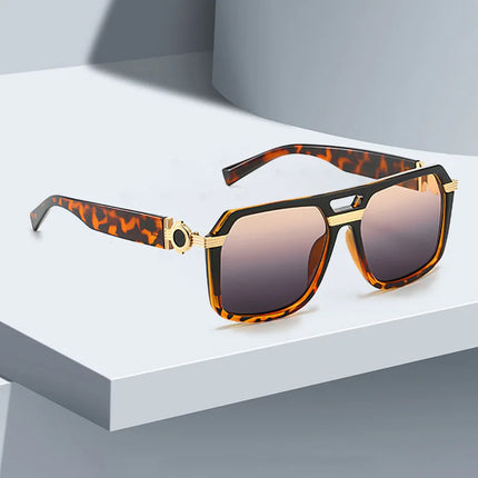 2025 Sunglasses for Women Fashionable Square Frame Glasses with Golden Decorative Lens