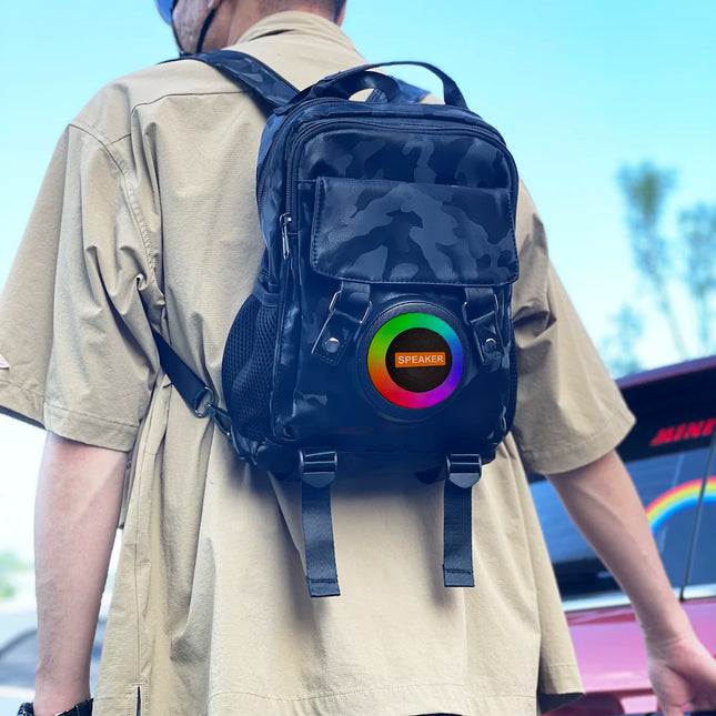 Wireless Bluetooth Speaker Backpack Laptop Bag Hifi Sound Quality Cycling Music School Bag Men's Backpack Cyberpunk Backpack