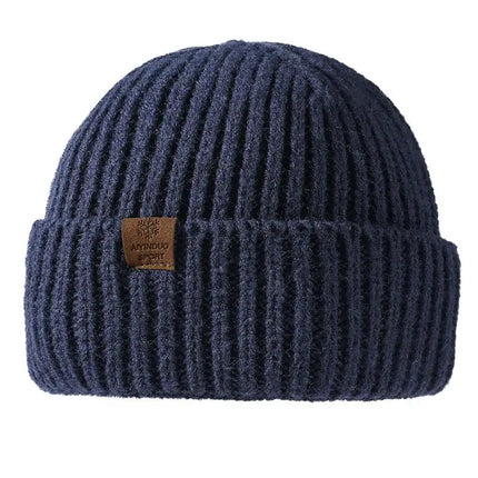 Winter Hats For Men Thickened Knitted Beanie Ear Protection Solid Color Cold Hat Keep Warm Baggy Cap Male Korean Elastic New