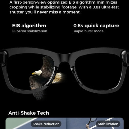 AI Smart Glasses 500W HD Camera Shooting Bluetooth Calling Intelligent Voice Assistant Control Music Smart Glasses For Men Women