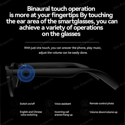 Ola Esporte New Smart Glasses Bluetooth Call Sunglasses Multi-functional Anti-Blue Light Sunglasses Wireless Headset Men Women