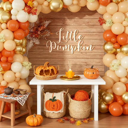 Fall Theme Balloons Garland Orange White Nude Gold Balloon Arch Kit Fall Pumpkin Thanksgiving Birthday Party Wedding Decoration