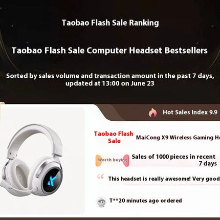 New MCHOSE X9 Wireless Gaming Headphones 7.1 X9 Wireless Bluetooth Earphones Fps With Microphone Esports Custom Headphones Gifts