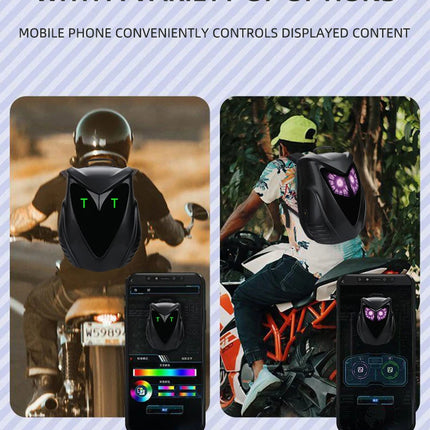 LOY Owl Design LED Display Smart Screen Motorcycle Cycling Backpack Bluetooth Control DIY Travel Bag Hard Shell Helmet Bag