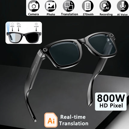 4K AI Smart Glasses 8MP HD Camera Video Bluetooth Call Intelligent Translation 270mAh Battery Voice Assistant Music Sunglasses