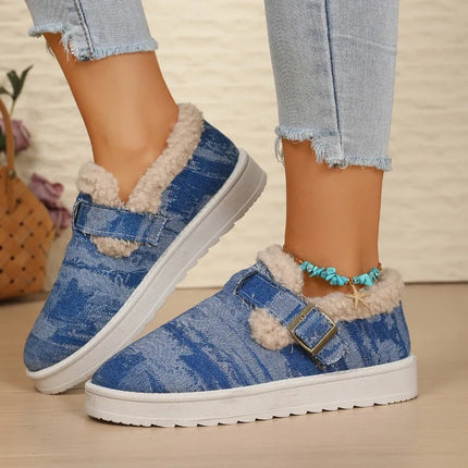 Winter women's outerwear cotton shoes, fashionable and versatile, thick soles, warm, plush, anti-slip, trendy cotton shoes.2025