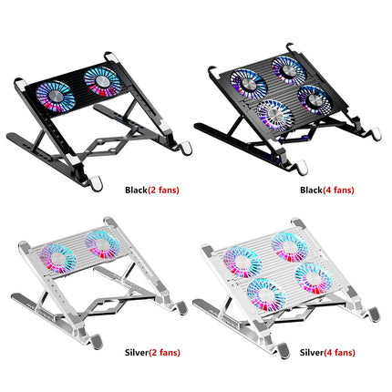 Laptop Cooling Pad with 2/4 Fans Foldable Notebook Stand RGB Silent Gaming Laptop Cooler Fan 7 Height for 11-17.3 Inch Notebook