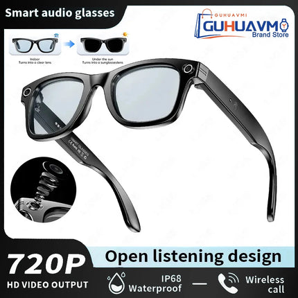 New Men Women 8MP HD Camera Smart Glasses For High-definition Photography Video Recording  Translation Voice Call And Music Play