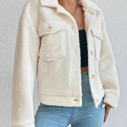 Winter Lamb Wool Short Coat For Women Thicken Warm Long Sleeve Turtleneck Jackets 2024 Autumn Fashion Streetwear Ladies Overcoat