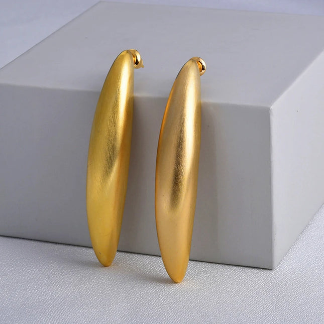 Vintage Metal Brushed Matte Long Earrings For Women Europe America Personality Minimalist Geometric Fashion Trend Jewelry Gifts