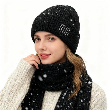 Winter Hats For Women Luxury Rhinestone Letters Fashion Cap Warm Hat Real Rabbit Fur Wool Skullies Beanies Knit Hats for Men