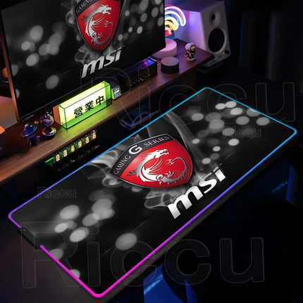 RGB MSI Pc Gaming Keyboard Expansion Mouse Pad LED Glowing Mat Anti-slip Rubber Backlight Esports Game Laptop Home Office Setup
