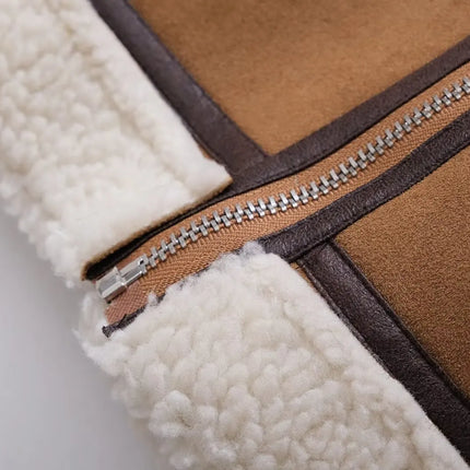 Winter new fur jacket for women fashion versatile suede motorcycle warm jacket